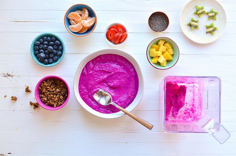 rainbow smoothie bowl blended with blendtec