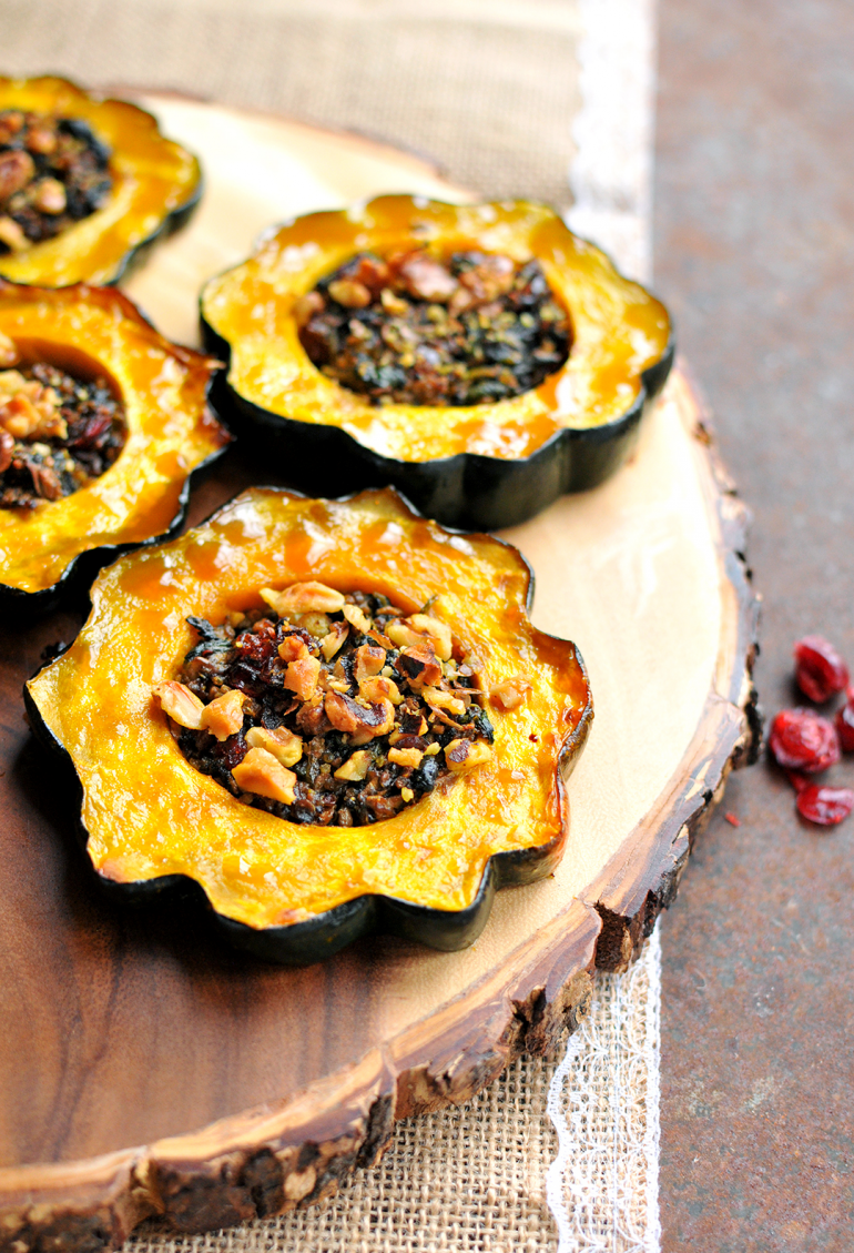 acorn squash rings stuffed with spinach