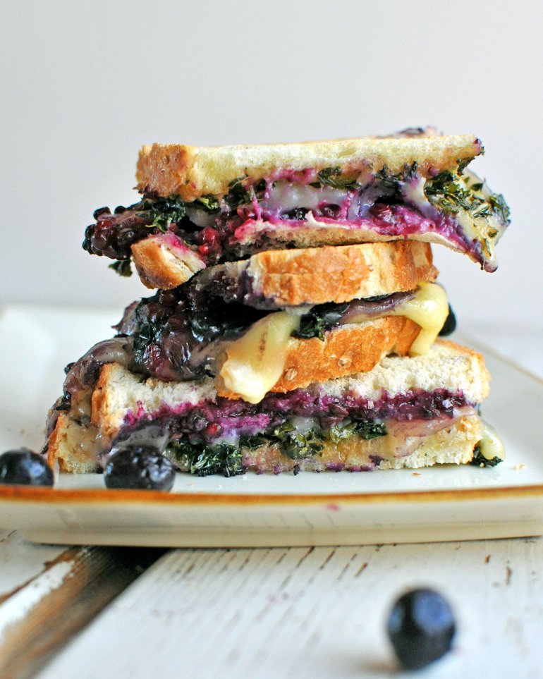 smashed berry and balsamic kale grilled cheese