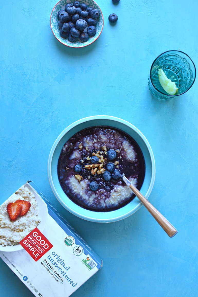 blueberry oatmeal bowl with good food made simple