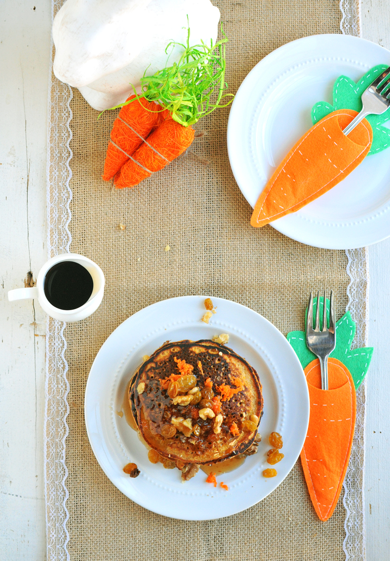 carrot cake pancakes above