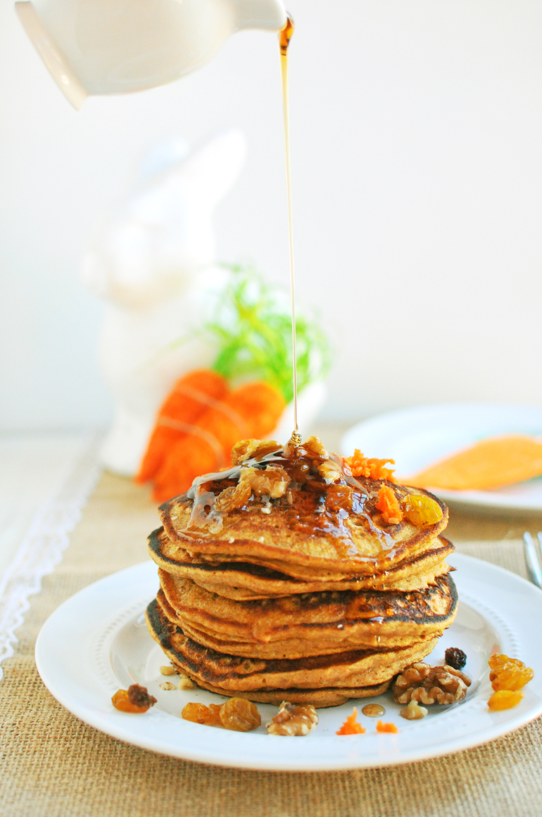 carrot cake pancakes with syrup