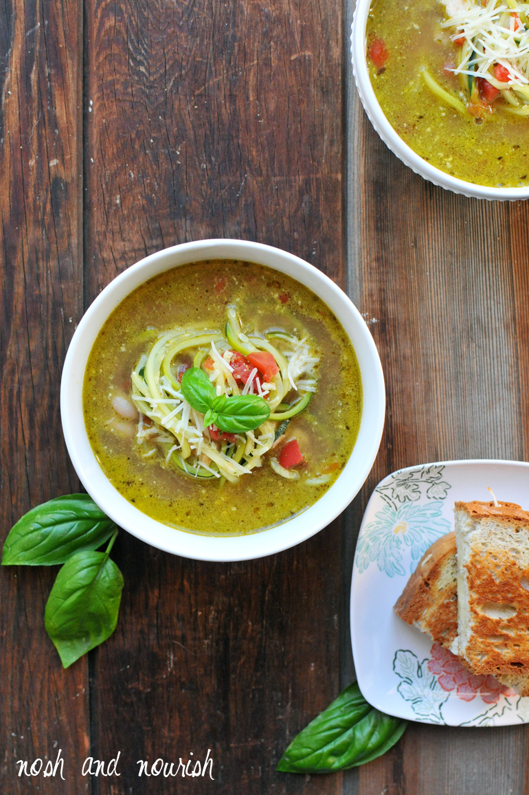 chicken pesto zoodle soup from above