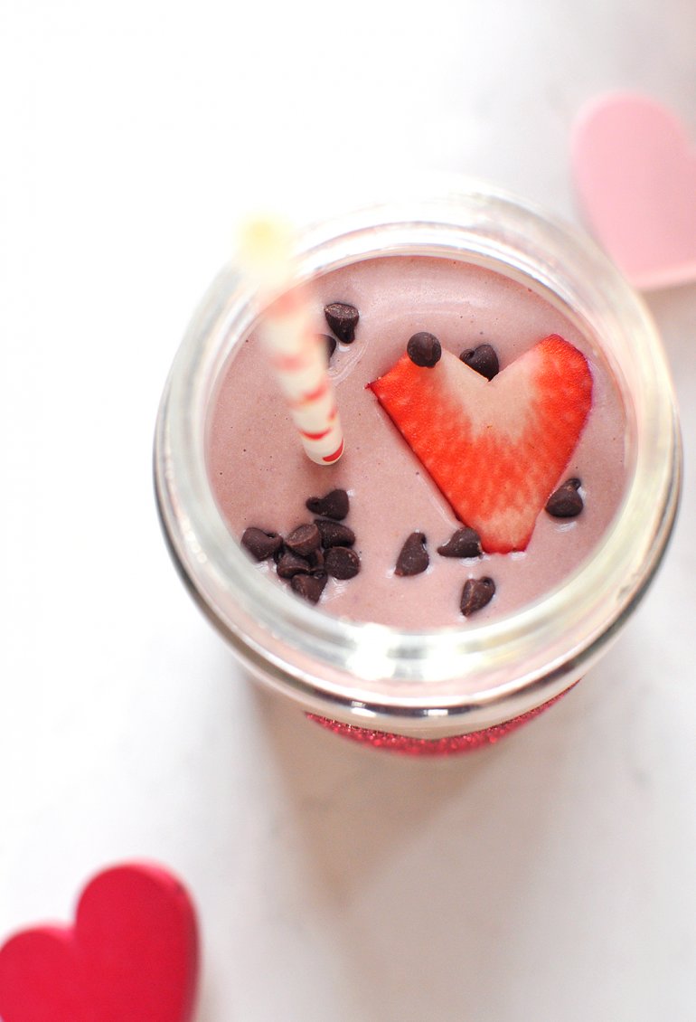 chocolate covered strawberry smoothie close-up