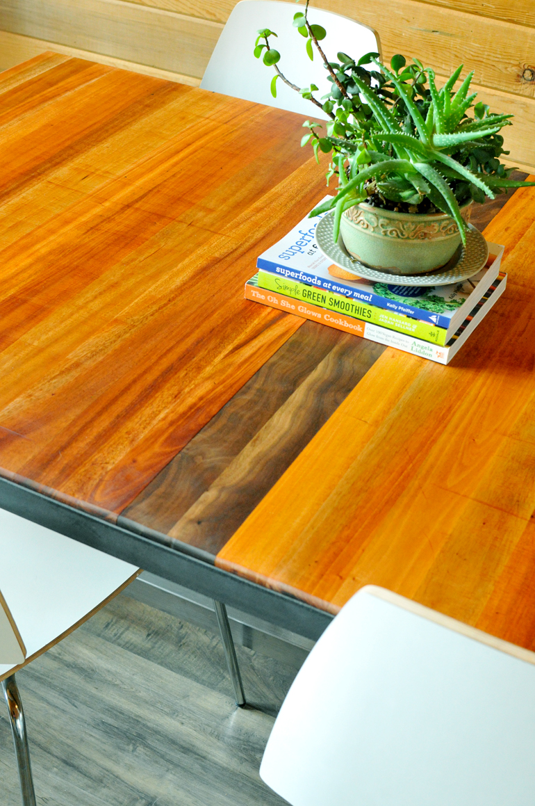 upcycled dining table mahogany and walnut