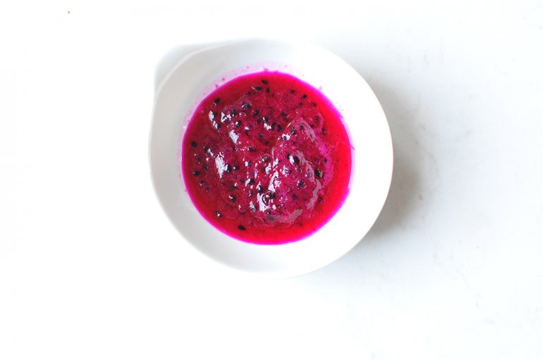 dragon fruit puree in a bowl