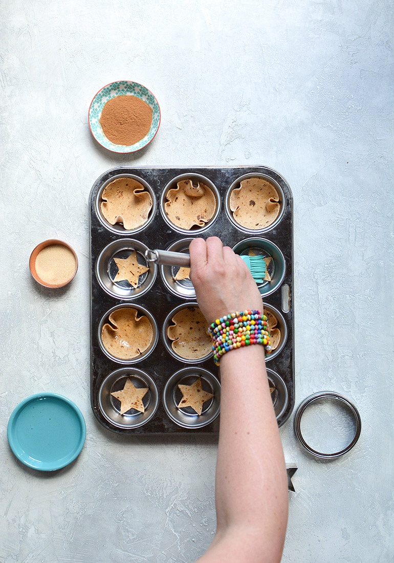 flatout dessert cups in muffin tin