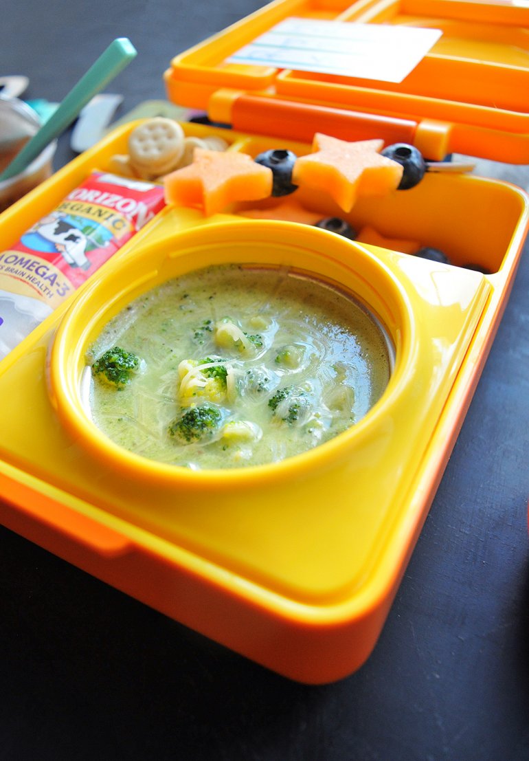 broccoli cheddar soup in omielife lunchbox