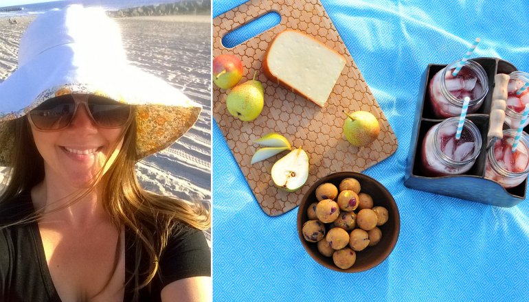 kel beach selfie with picnic