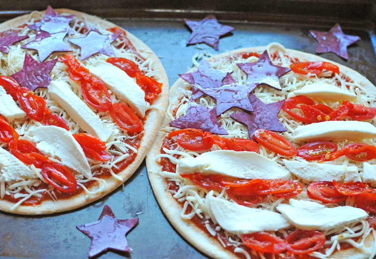 patriotic pizza before baking