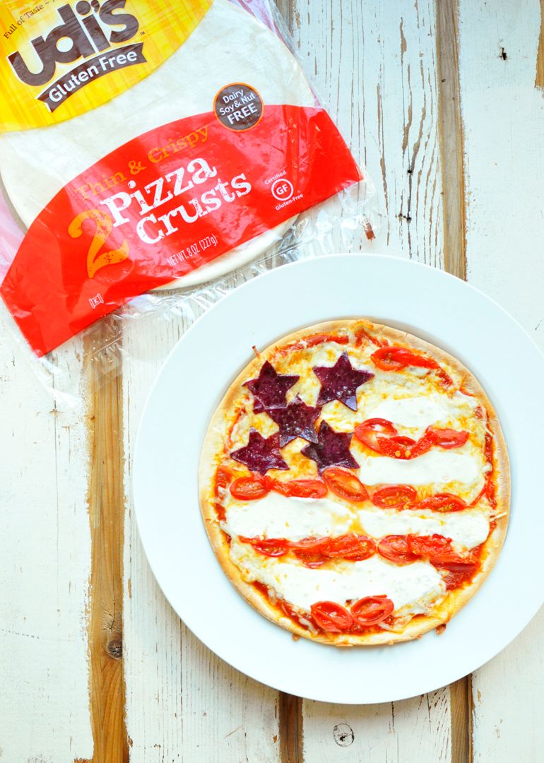 patriotic pizza using udis gf pizza crust