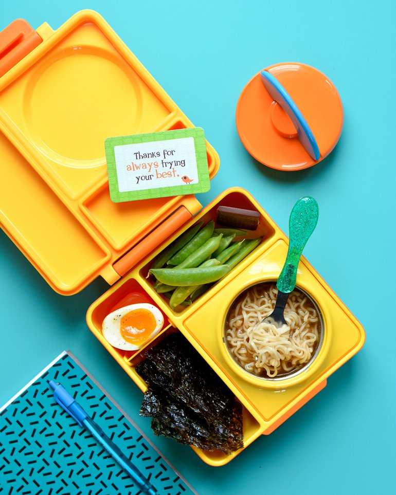 fancy ramen noodles in a kid lunchbox