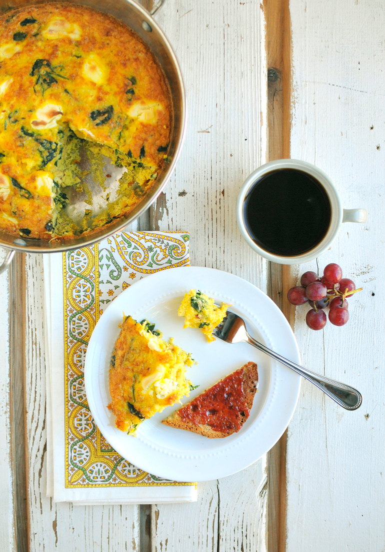 smoked salmon frittata with spinach and cream cheese