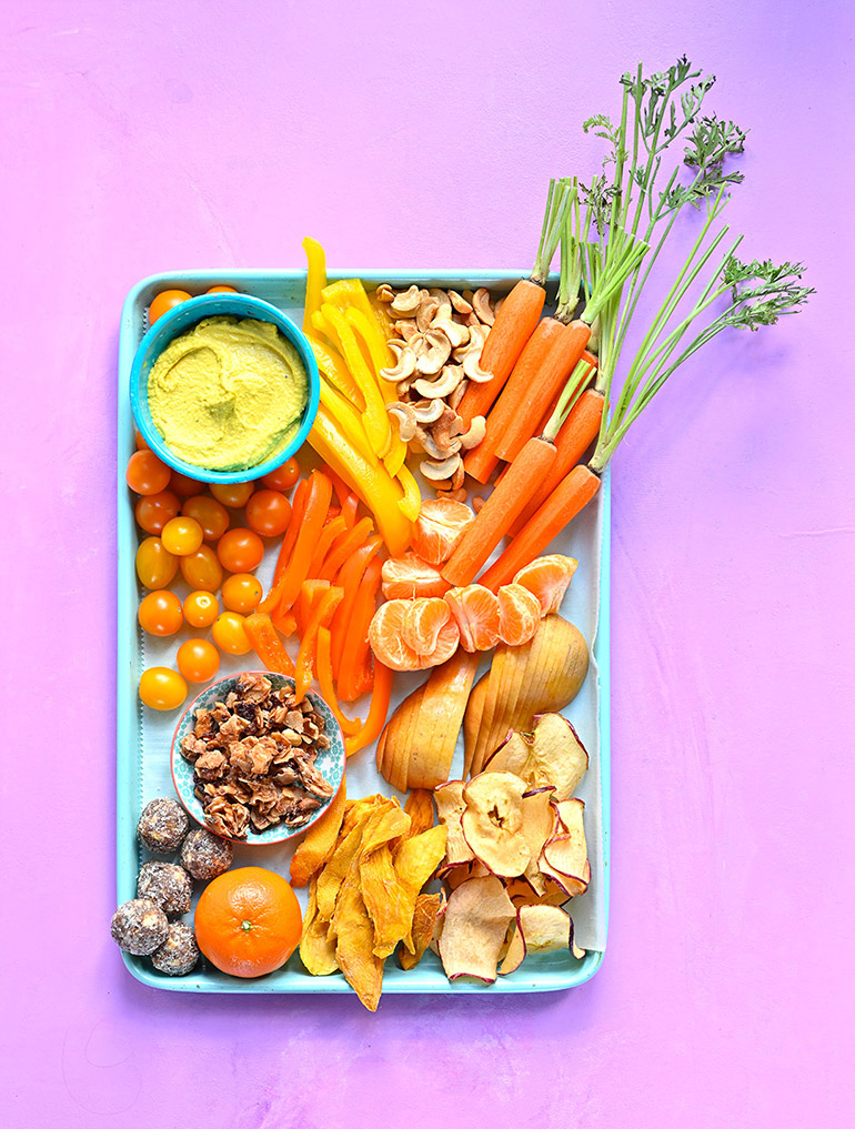 orange themed snack tray