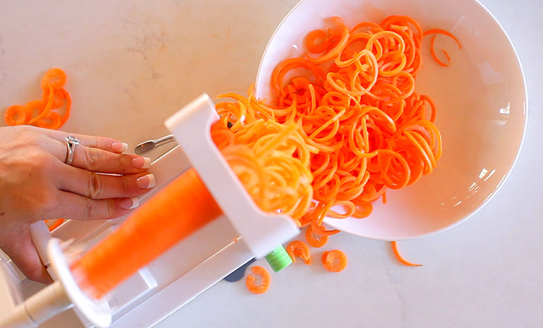 spiralizing carrots with the inspiralizer