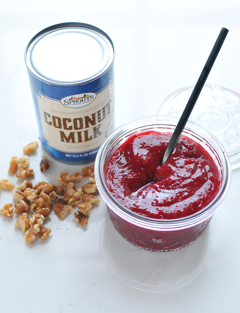sprouts coconut milk and cranberry relish