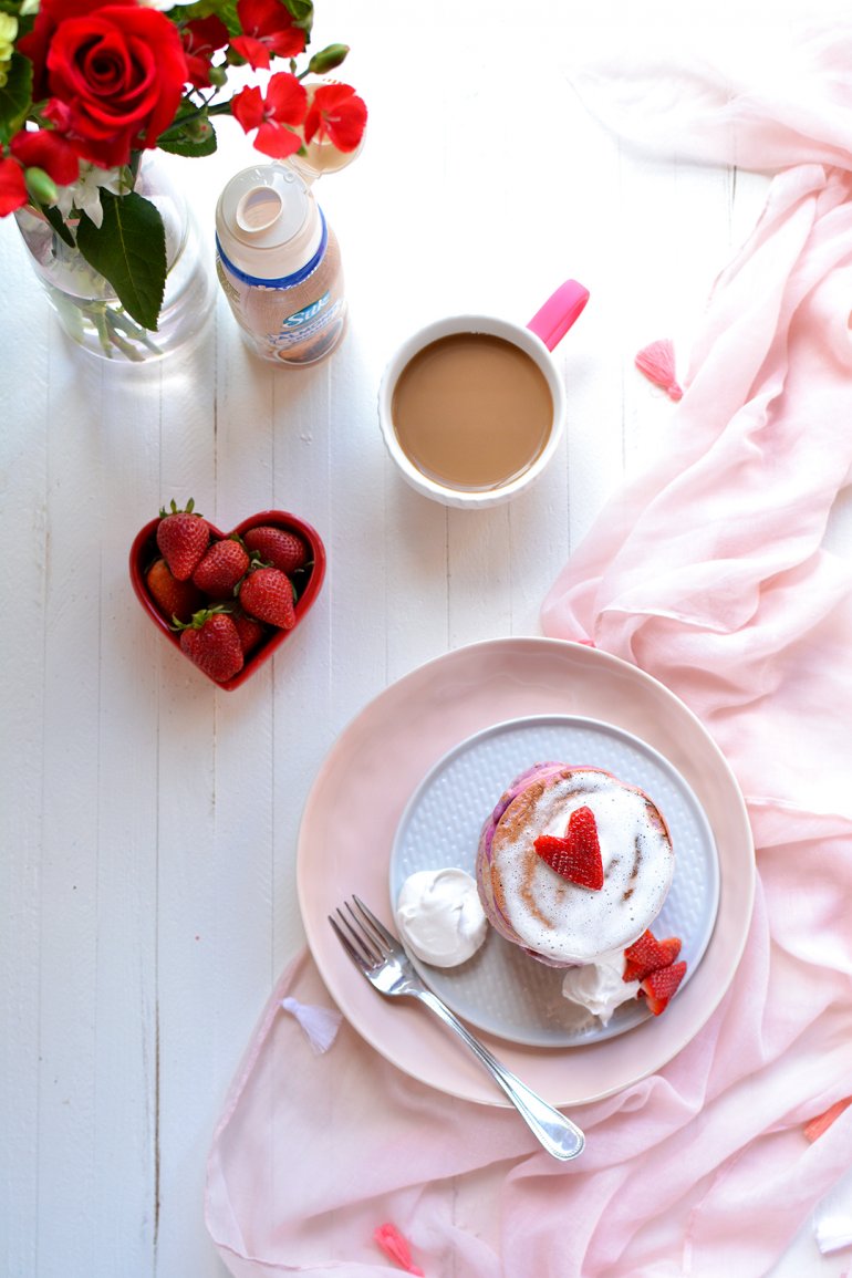 strawberries and cream pancakes with silk creamer