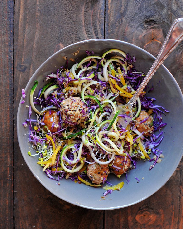 thai meatball zoodle bowl