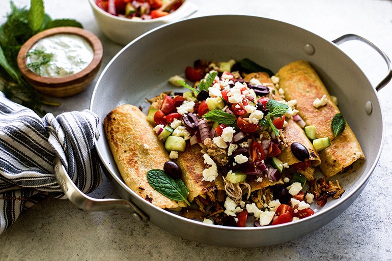 Mediterranean PanFried Enchiladas Nosh and Nourish