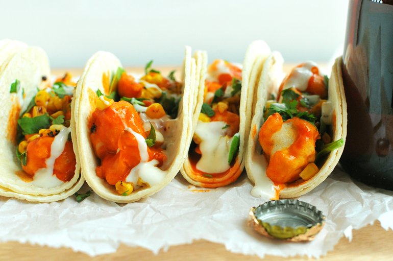 Buffalo Cauliflower Tacos with Greek Yogurt Ranch Nosh and Nourish