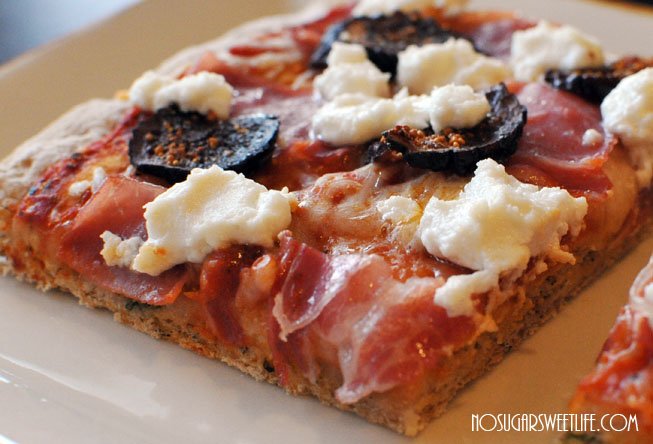 100th Post + {Prosciutto & Fig Goat Cheese Pizza} | Nosh and Nourish