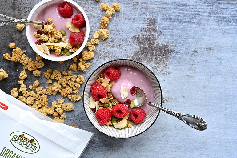 Raspberry Yogurt Cereal Bowl