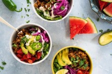 Vegan Taco Salad Bowls with Tempeh Walnut Taco Meat