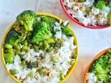 Broccoli and Edamame Bowls with Sesame Rice