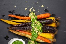 Roasted Carrots with Cilantro Pumpkin Seed Salsa