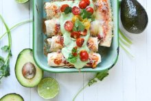 Easy Breakfast Burrito Bake with Avocado Crema