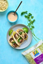 Thai Meatball Tacos with Broccoli Slaw