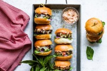 Spinach Basil Turkey Sliders with Sun-Dried Tomato Aioli