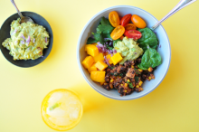 Vegetarian Taco Buddha Bowls with Peach Guacamole