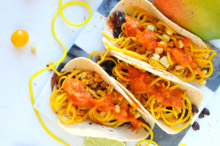 Beet Noodle Tacos with Mango Salsa