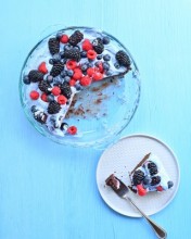 Sea Salt Brownie Pie with Whipped Cream and Berries