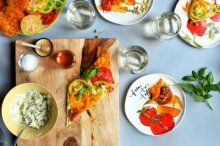 Heirloom Tomato Flatbread with Honey Goat Cheese and Basil