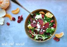 Orange Kale & Brussels Salad w/Roasted Cranberries