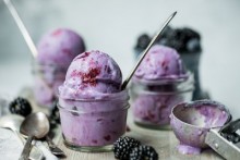 Purple Sweet Potato Ice Cream with Blackberry Swirl