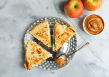 Turkey Apple Quesadillas with Creamy Pumpkin BBQ Dipping Sauce