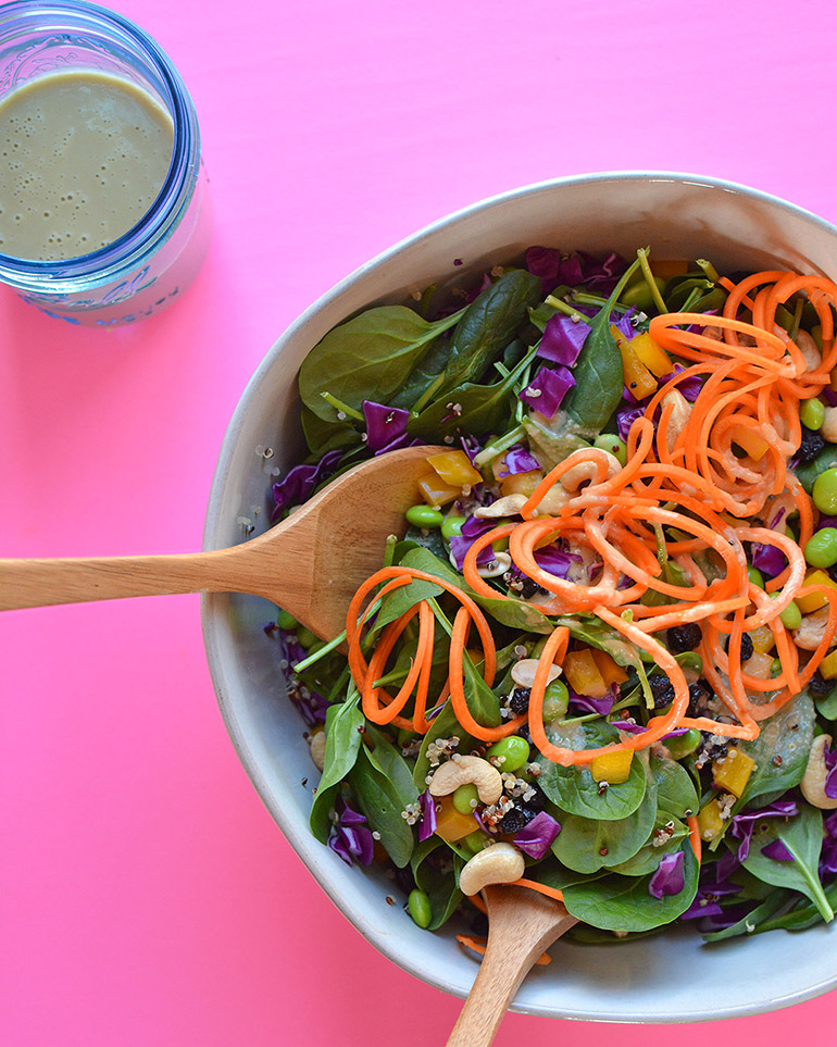 rainbow salad with asian dressing