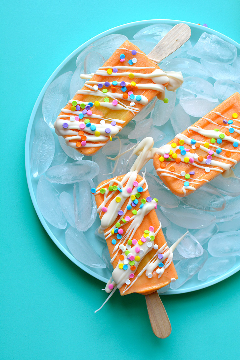 orange dreamsicles with rainbow sprinkles for target