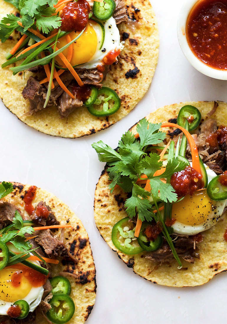 pork bahn mi breakfast tacos