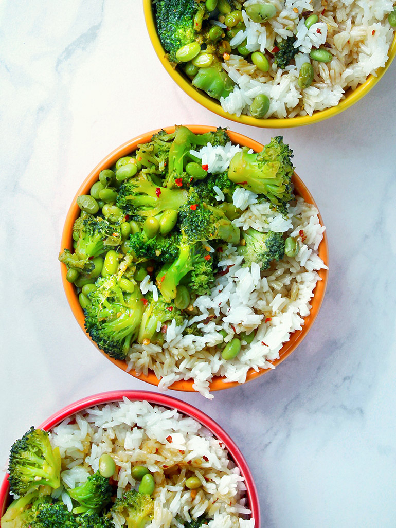 broccoli and edamame bowl