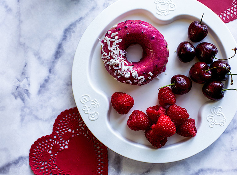 dragonfruit coconut donuts breakfast plate