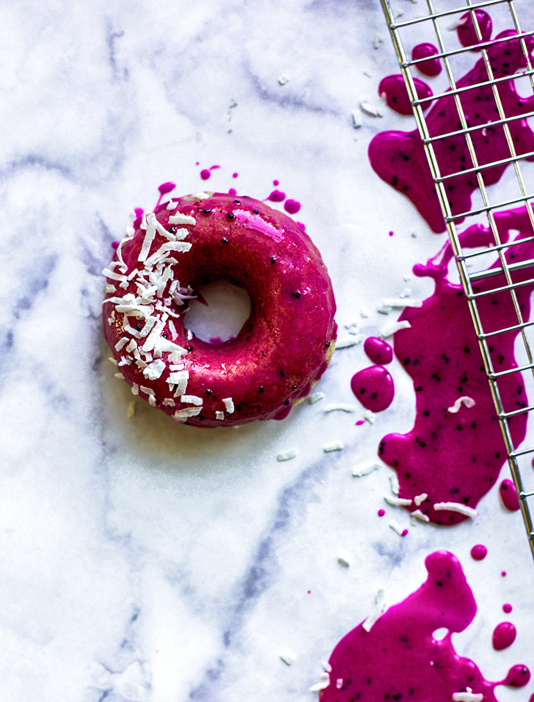 dragonfruit coconut donuts