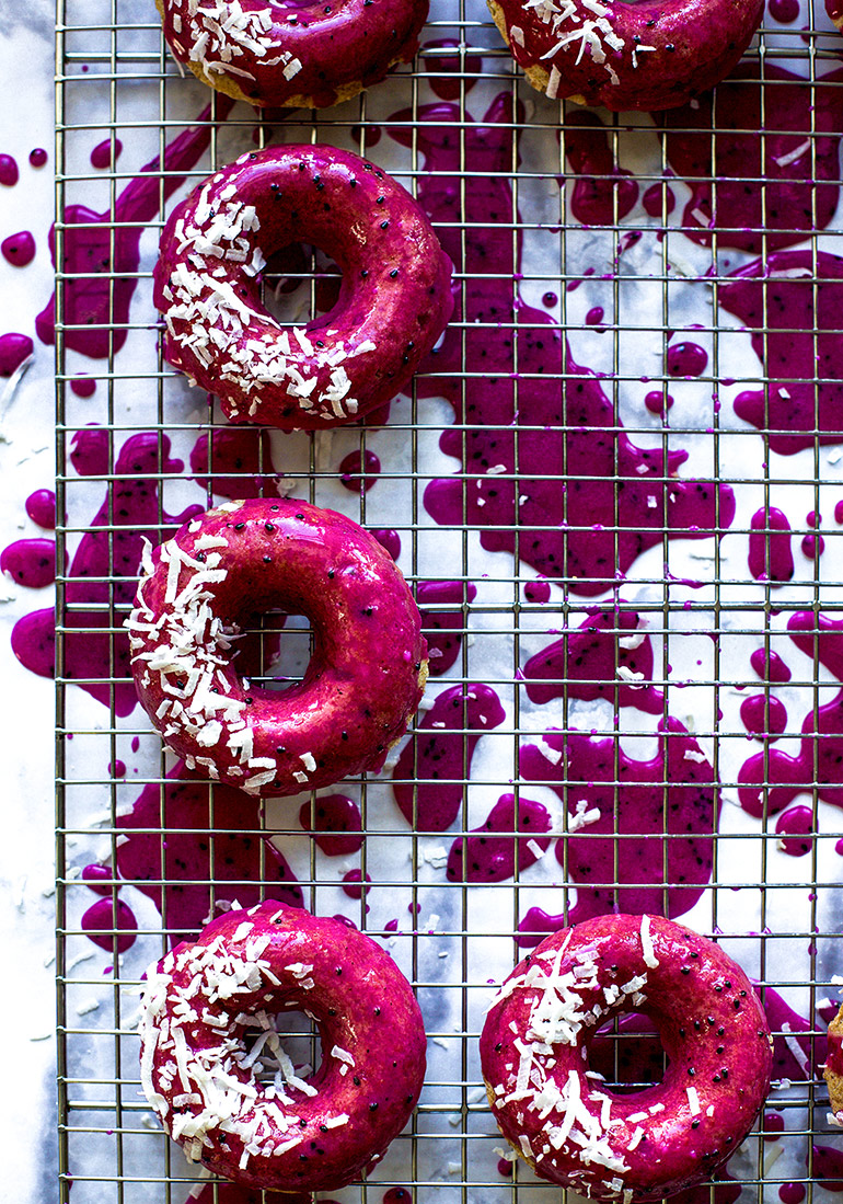 dragonfruit coconut donuts