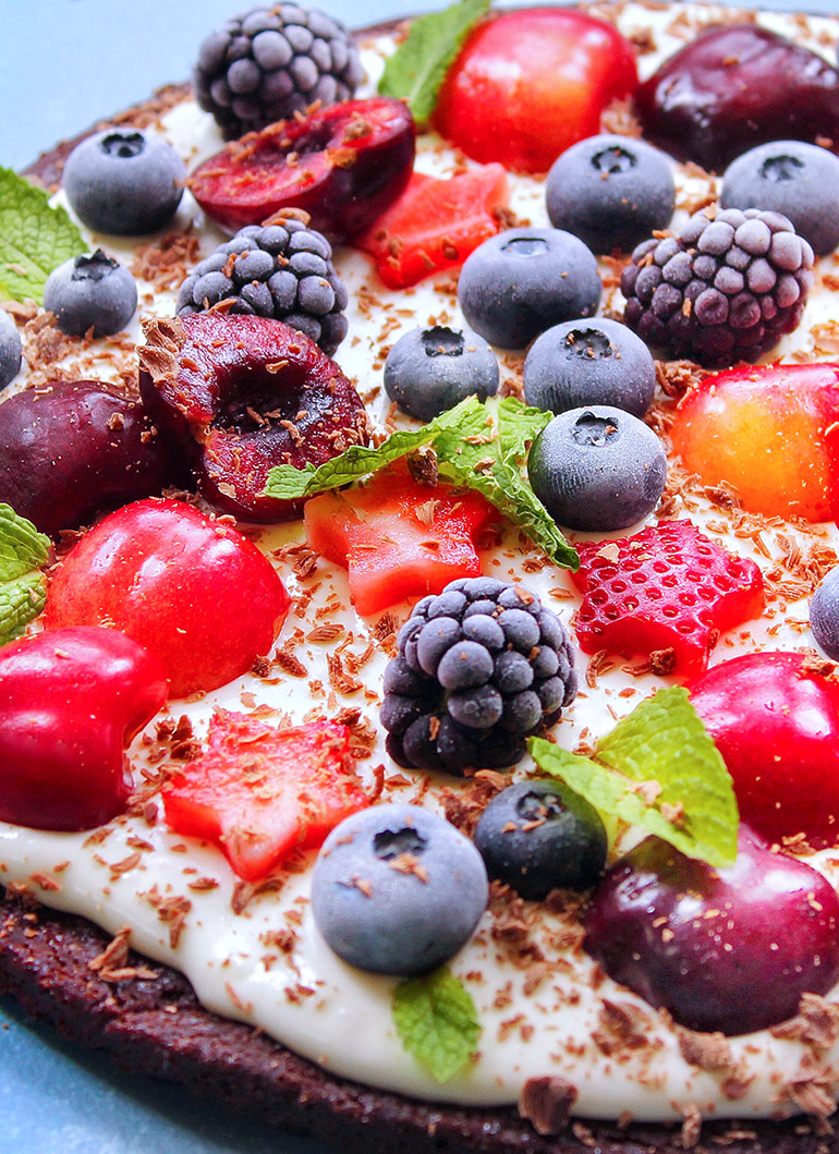 Cherry Berry Brownie Pizza Nosh And Nourish