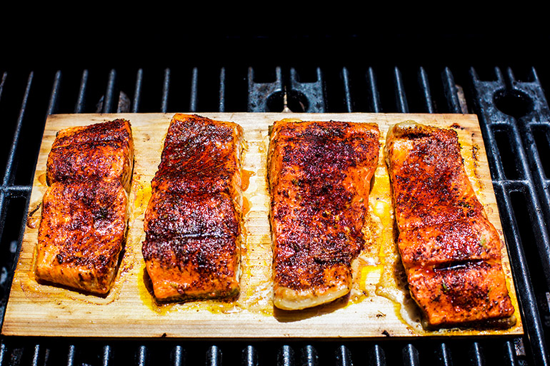grilled cedar plank salmon