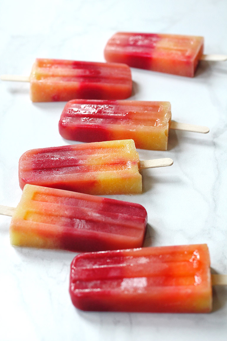 strawberry and orange popsicles
