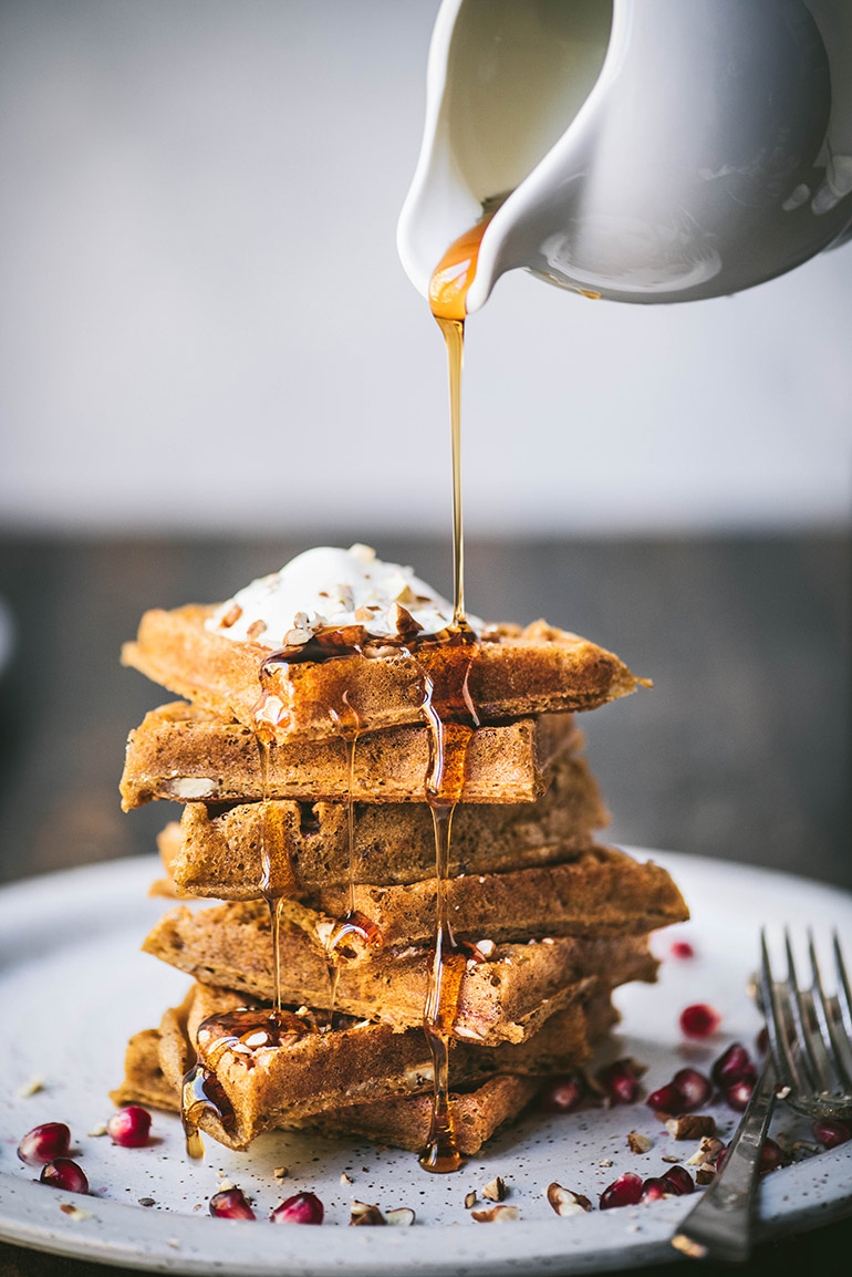 stack of pumpkin waffles